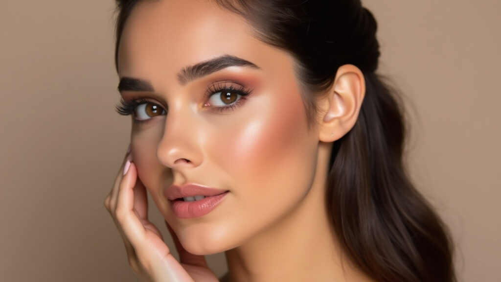 model with natural summer glow make up.