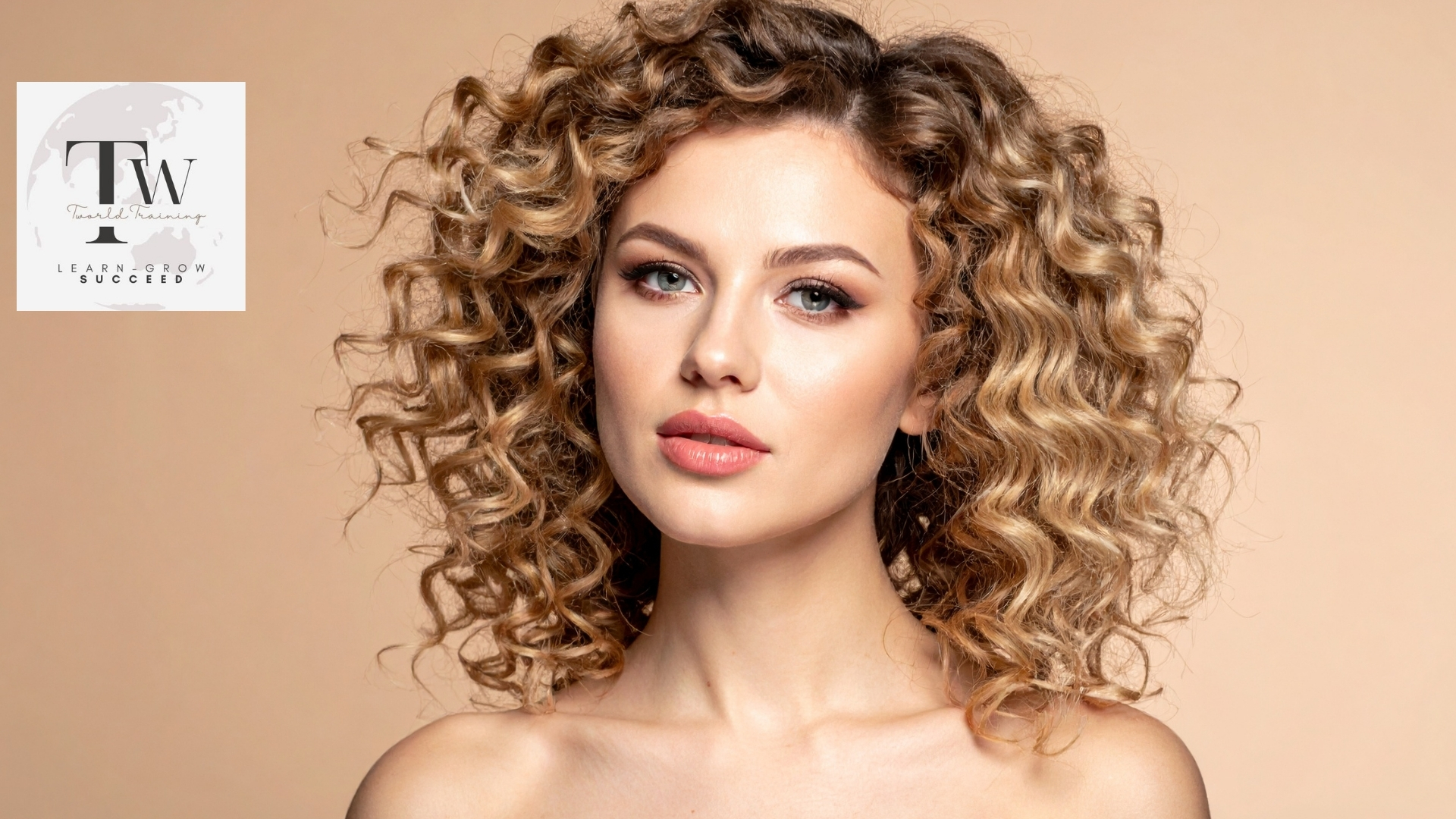 Soft spiral perm curls styled by a TWorld Training hairdressing student